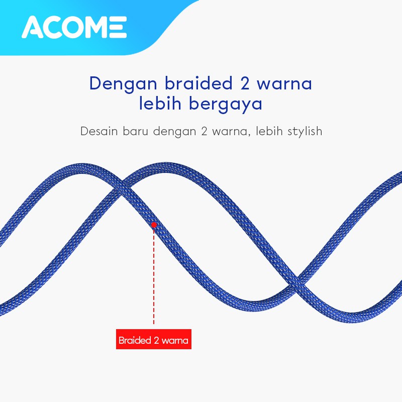 ACOME Kabel Data Type-C 100cm cable  AiC Fast Charging Garansi Resmi 1 Thn original ASC-010