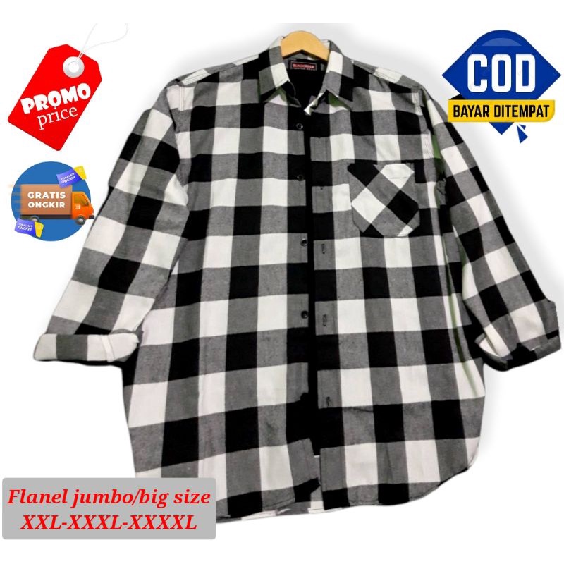 kemeja flanel jumbo lengan panjang pria dan wanita / flanel import lengan panjang big size XXL-XXXL-XXXXL