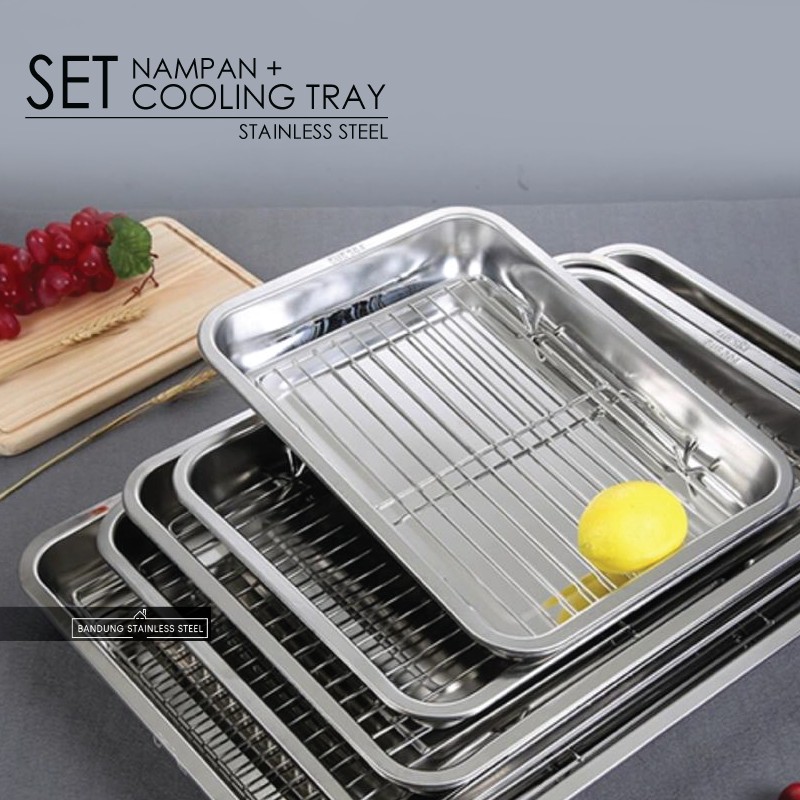 Cooling Tray  SET Nampan 50cm Tatakan Saringan Peniris Minyak Panggangan Multifungsi Medium Large