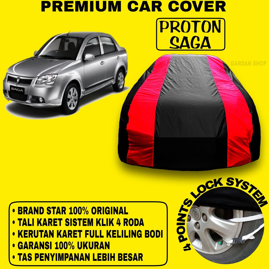 Body Cover PROTON SAGA Sarung MERAH Penutup Pelindung Bodi Mobil Proton Saga Waterproof PREMIUM Red