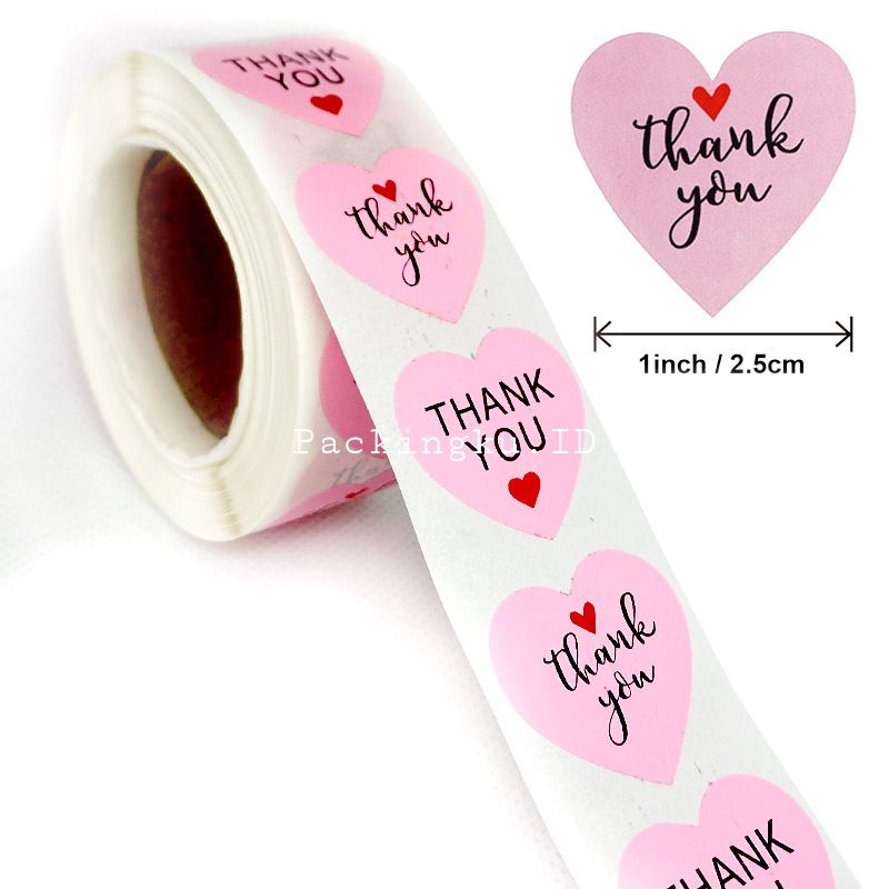 [Kecil 2.5cm] Sticker Label Thank You | Segel Roll 500 pc-ty love