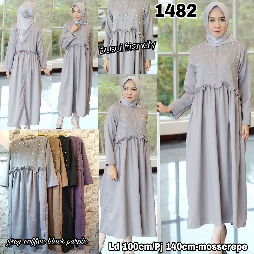 Best Seller Gamis Busui Dan Non Busui Polos Simple Elegan Bahan Peachsofie Mosscrepe