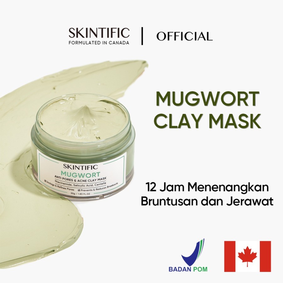 ✨ AKU MURAH ✨ SKINTIFIC Mugwort Anti Pores Acne Clay Mask Pore Clarifying Wask / Makser Wajah 55g BPOM