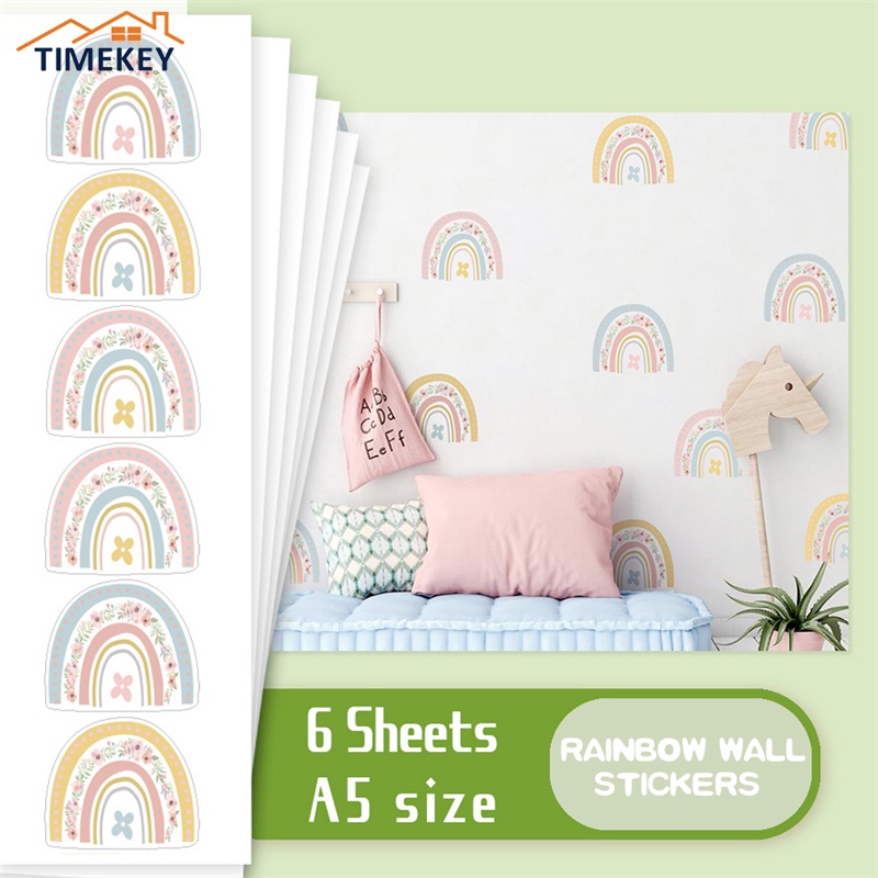 Tk 36pcs Stiker Dinding Motif Bunga Warna Pelangi Untuk Dekorasi Kamar Anak