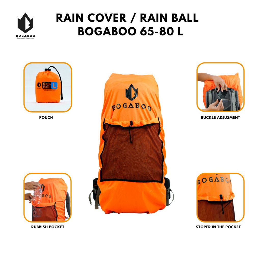 Coverbag bogaboo seri rain ball 65 up 80 L waterproof - rain cover - raincover - sarung tas - penutup tas - dust bag - waste pocket - rubbish pocket - trAsh bag KERIL GUNUNG