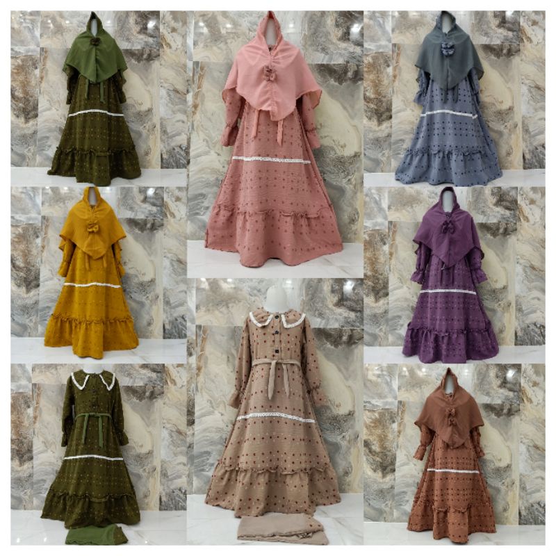 GAMIS ANAK CRINGKLE URAGIRI AIRFLOW RUBIAH RUBY GAMIS ANAK MUSLIM  GAMIS DOTTY