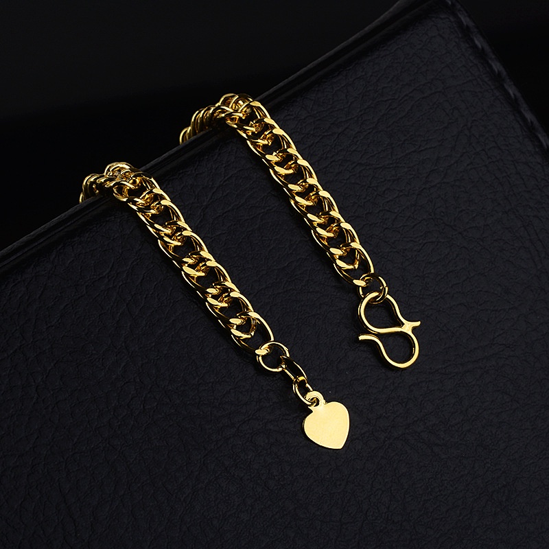 Gelang Rantai Bahan Stainless Steel Lapis Emas Untuk Pria