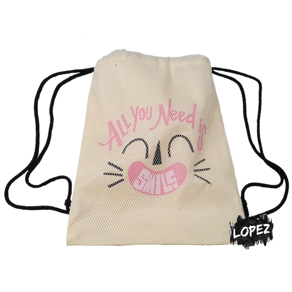 

Tas Jaring All You Need Is Smile Quote / Goodiebag Quotes Emoji