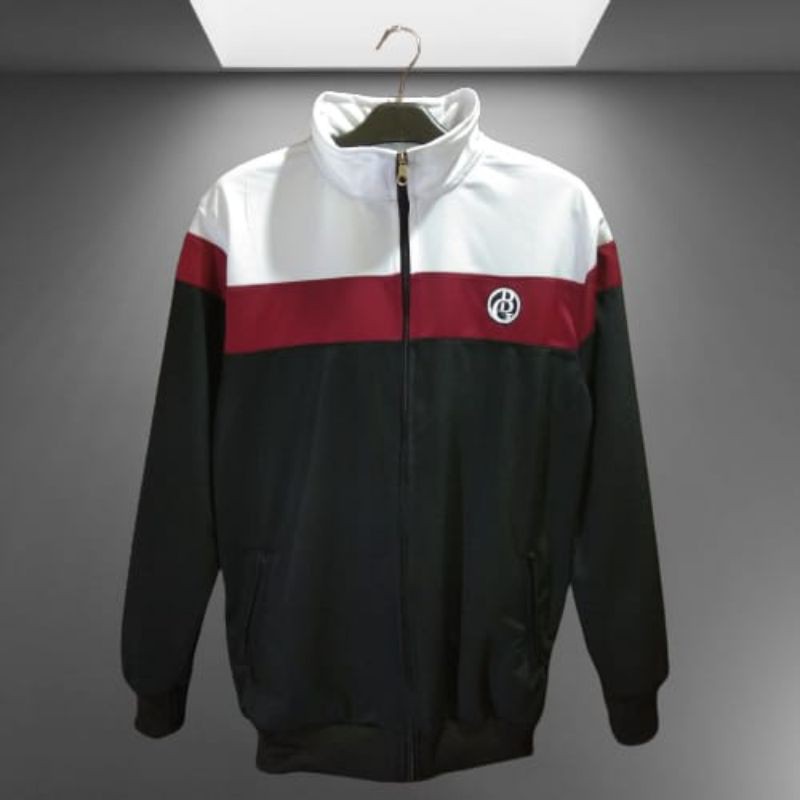 Jaket tracktop hitam merah putih