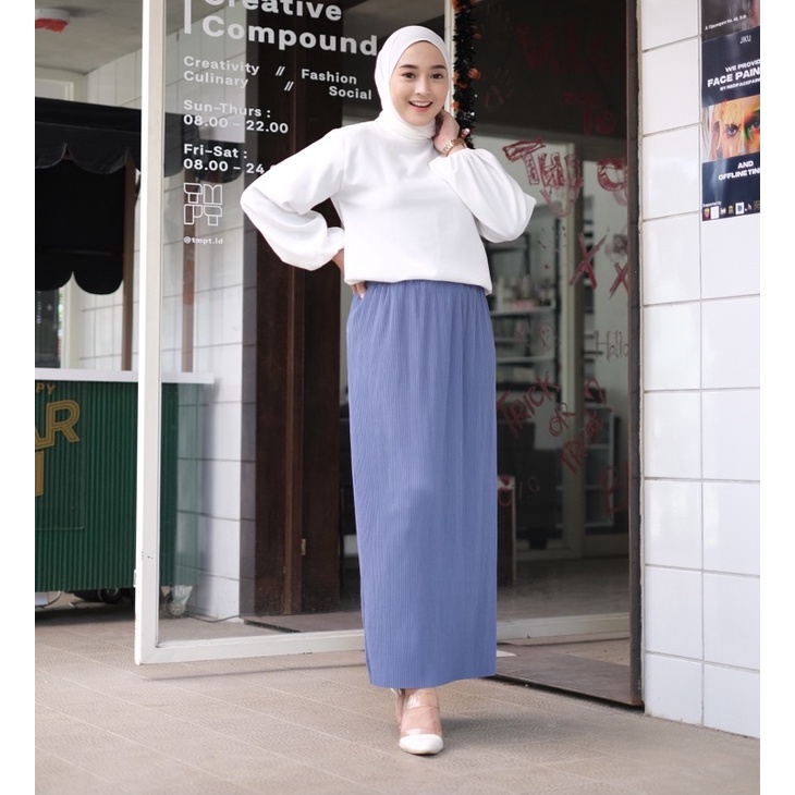 ROK PLISKET LIDI 504 HYGET PUTIH SEPAN SPAN MURAH POLOS MUSLIM HIJAB ABG ALLSIZE GROSIR KARET SLIM RAMPING