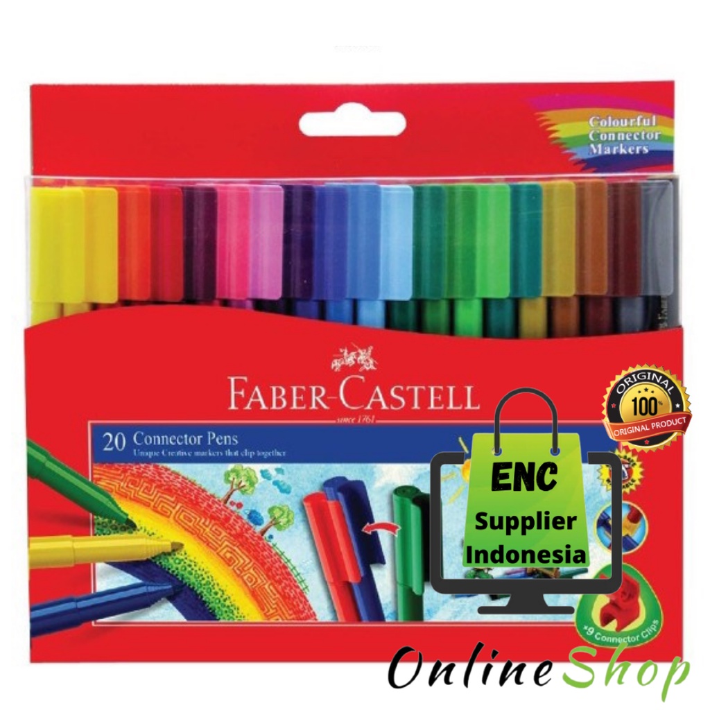 

faber castell 20 w Connector pen 20 warna color fabercastell spidol asli faber castell 20w original per set - enc.sup