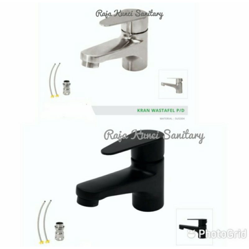 Kran Wastafel Panas Dingin/Mixer Stainless SUS 304 Hitam/Black