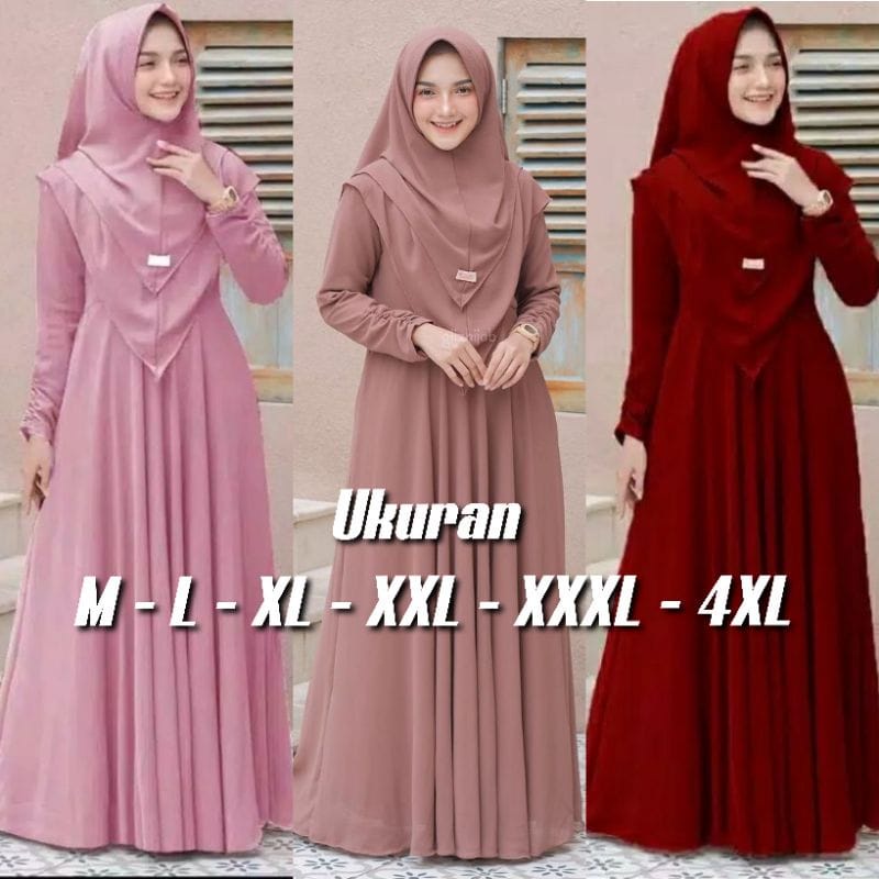 (TANPA HIJAB) Gamis Mayung (Umbrella) Gamis Katun  / Gamis Polos Murah katun Premium Quality / Gamis