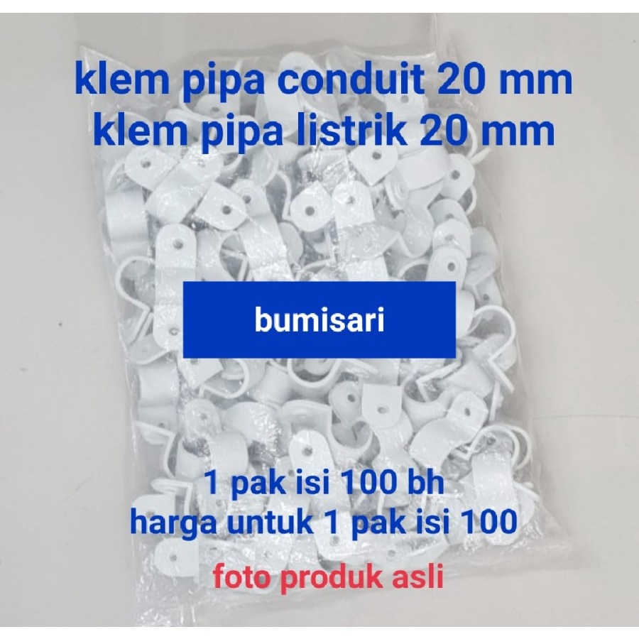 KLEM CONDUIT 20 MM POLOS - PER PACK ISI 100 PCS