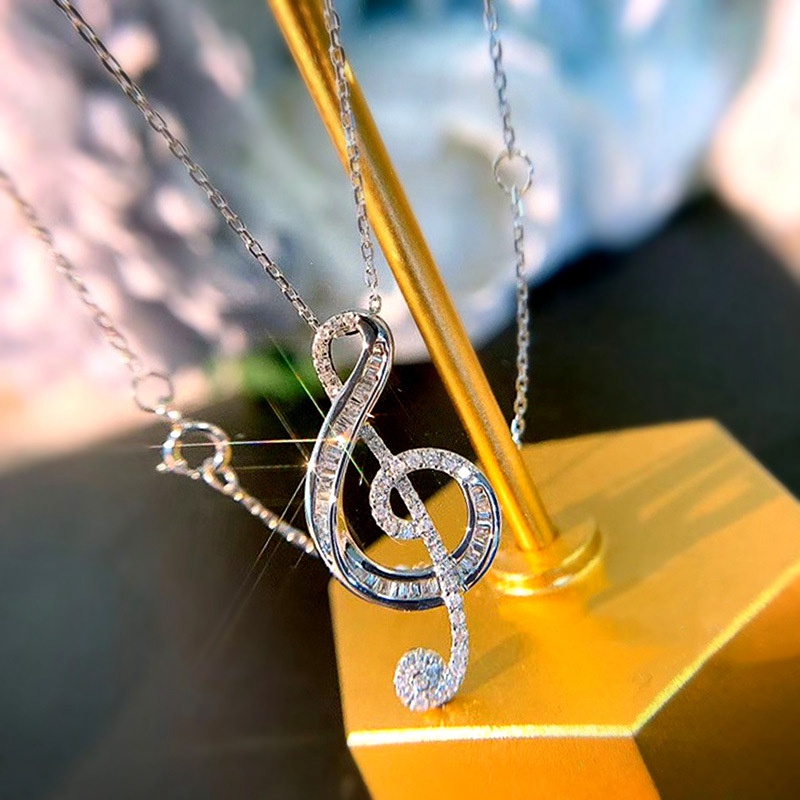 Stainless Steel Music Note Pendant Necklace