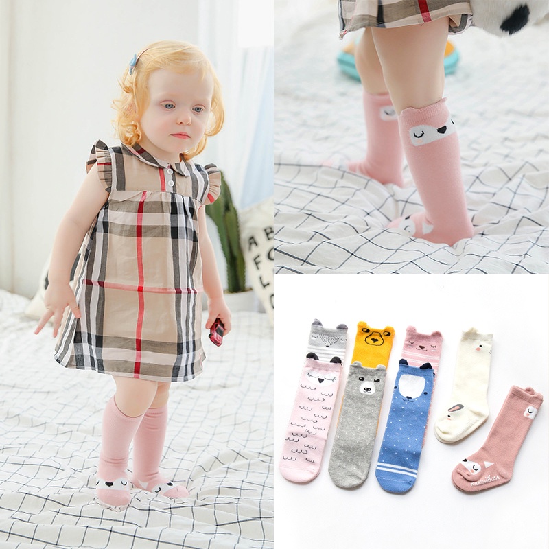 HIPPO LAND Kaos kaki anak bayi motif/Kaus kaki tabung tengah 101-102