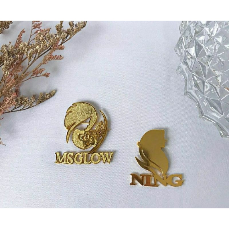 Ms Glow / bros ms glow logo bisnis/ bros nama lapis emas/desain brand/pin