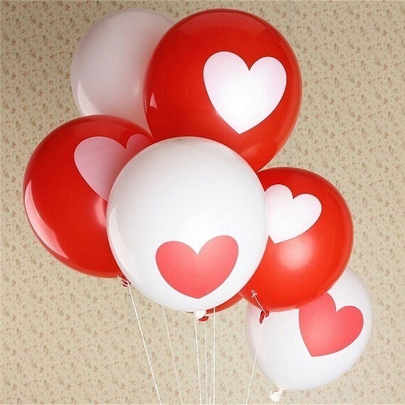 Balon Tiup Bulat * Balon Motif Love Hati * Balon Latex * Balon 1 pack 10pcs