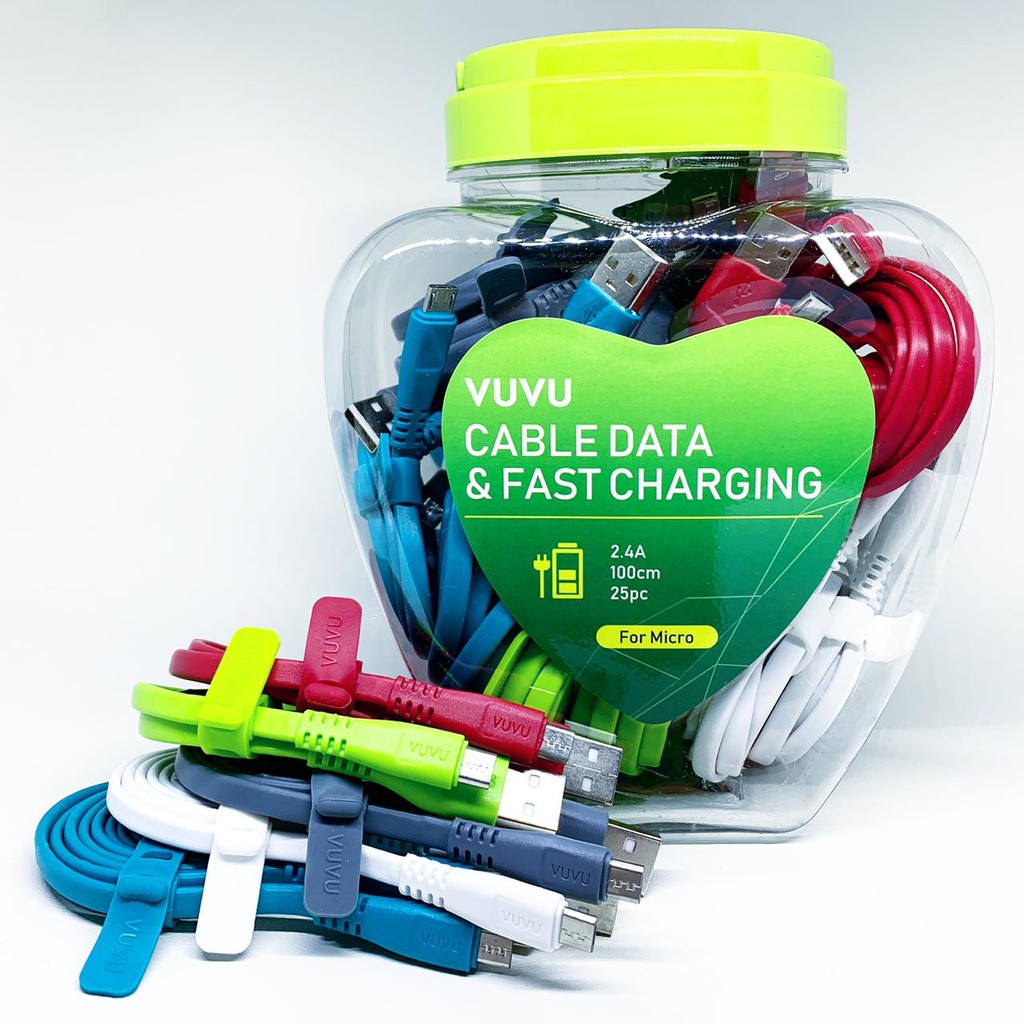 Kabel data VUVU Gepeng Micro USB fast charging 2.4A 100CM