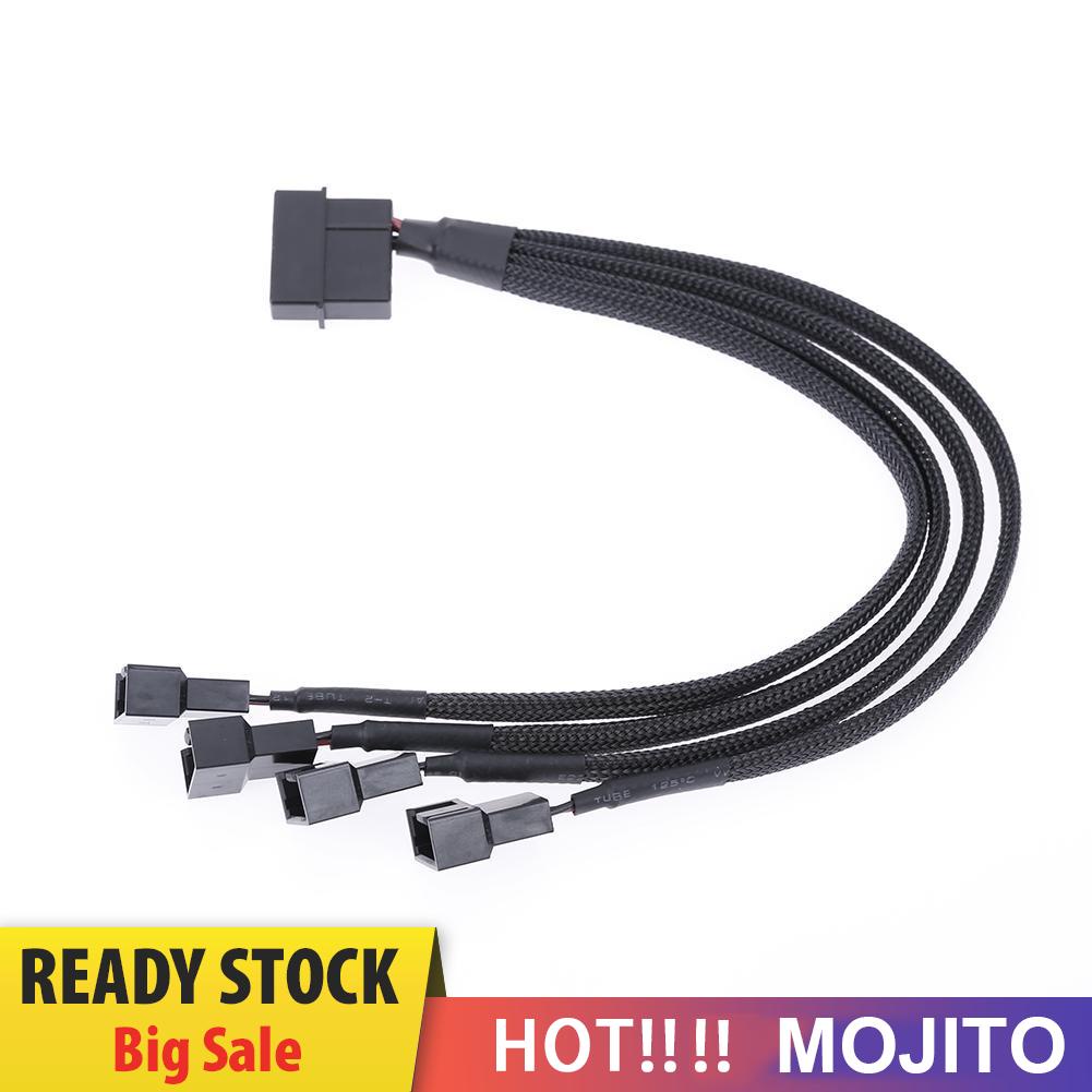 MOJITO 4pin IDE Molex to 4-Port 3Pin/4Pin Cooler Cooling Fan Splitter Power Cable