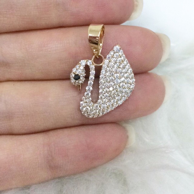 TM375 LIONTIN ANGSA EMAS ASLI model swarovski swan angsa elegant 0919