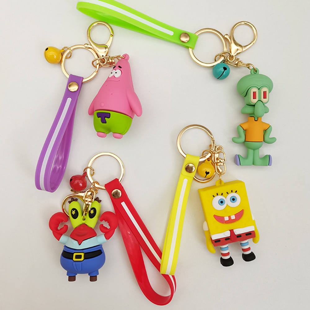 1pc Gantungan Kunci Bentuk Bintang Patrick Spongebob Dengan Lonceng Untuk Aksesoris Tas