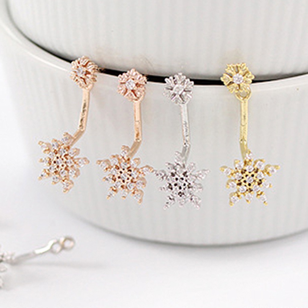 Hu Hu Hu Hu Hu Alat Bantu Pasang Kacamata♡ Anting Gantung Kristal Berlian Imitasi Model Snowflake Elegan Untuk Wanita