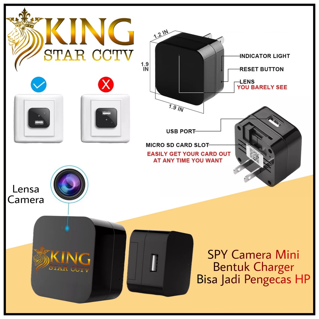 Camera Cctv Mini Spy Cam Charger USB Non Wifi 1080p Full HD 5MP Camera Super Mini