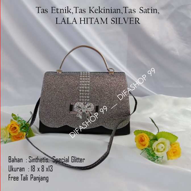 Tas Kecil,Tas Imut,Tas Kondangan,LALA HITAM SILVER,DIFASHOP 99
