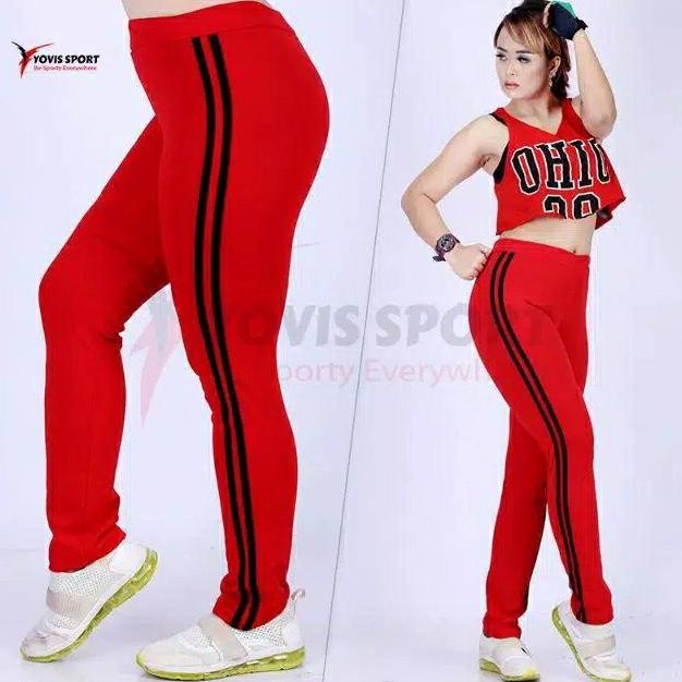 celana senam aerobik panjang list/ celana senam zumba panjang yovis