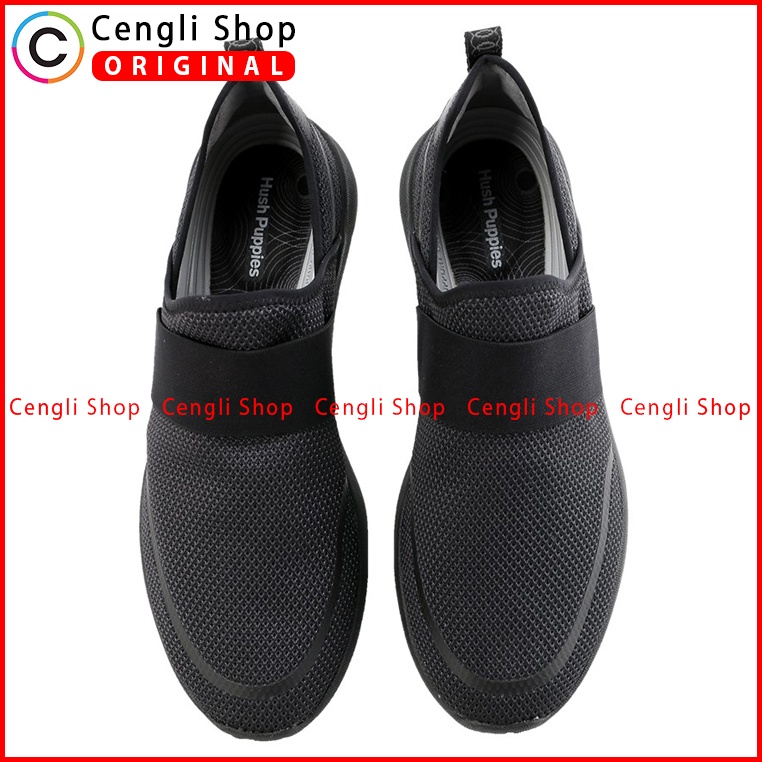 SEPATU HUSH PUPPIES PRIA ORIGINAL TERBARU SLIP ON CASUAL HITAM HM003