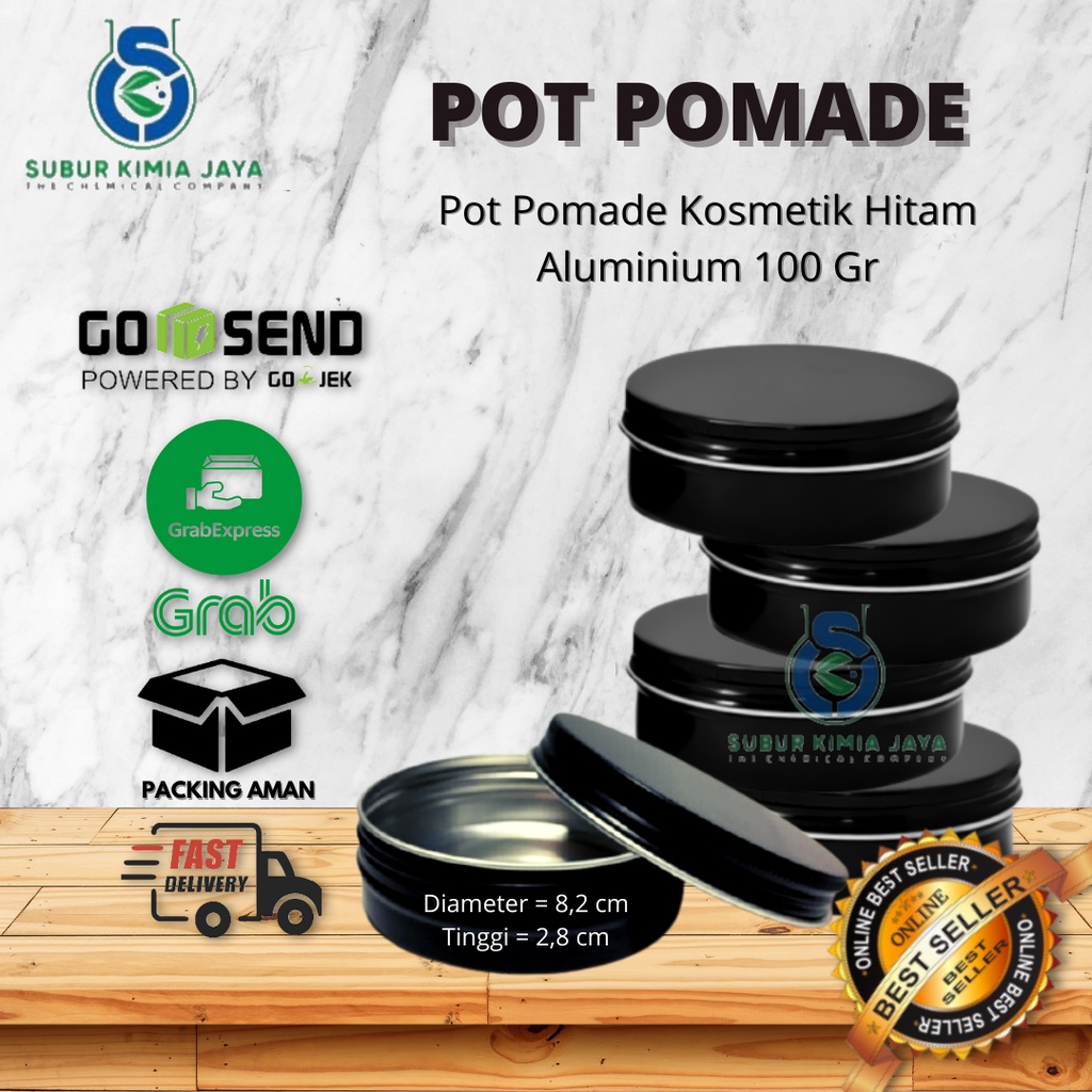 

Pot / Kaleng Pomade Alumunium 100 gr Hitam Black Premium