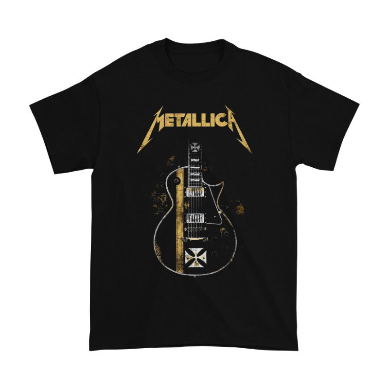 Kaos Band Metallica Hetfield Iron Cross | Kaos Music Metallica | T-Shirt Vintage Band | Kaos Pria da
