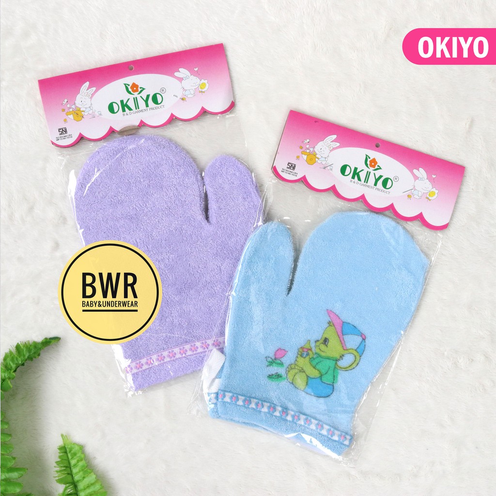 Waslap Bayi Okiyo | Waslap Tangan Mandi Bayi Kain Lembut Jari &amp; Kotak - Bwr