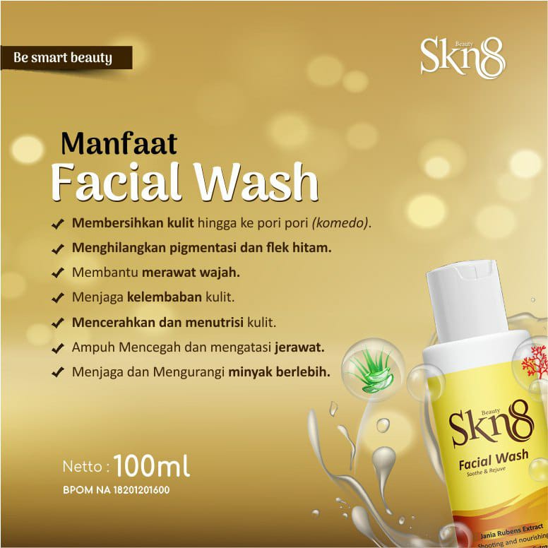 SKN8 Beauty Facial Wash 100ml - Pembersih wajah