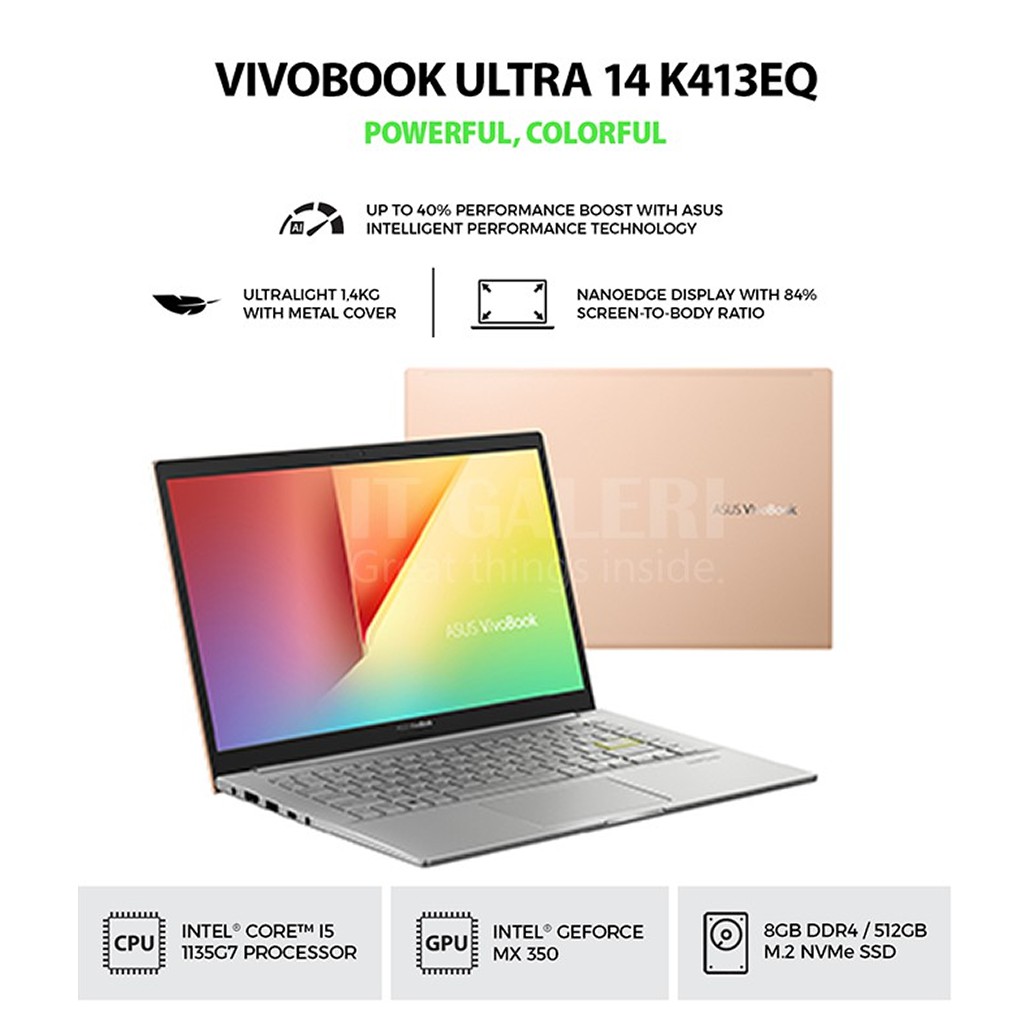 Asus VivoBook Ultra 14 K413EQ-EB553TS Intel® Core™ i5-1135G7 8GB 512GB SSD Win10 H