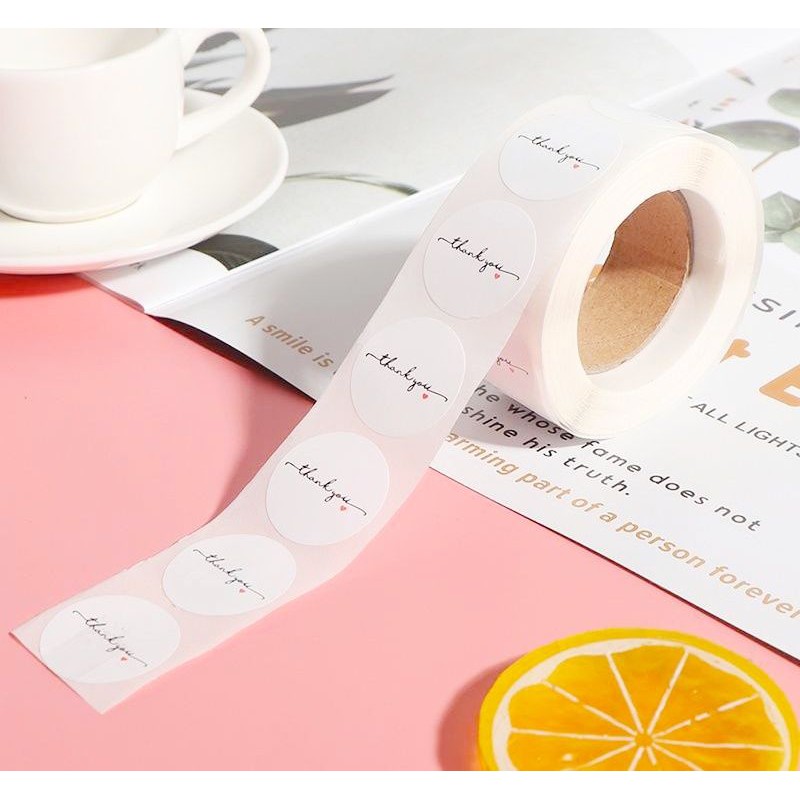Label Sticker thank you white black elegan italic handwriting segel kemasan packaging sealer baking