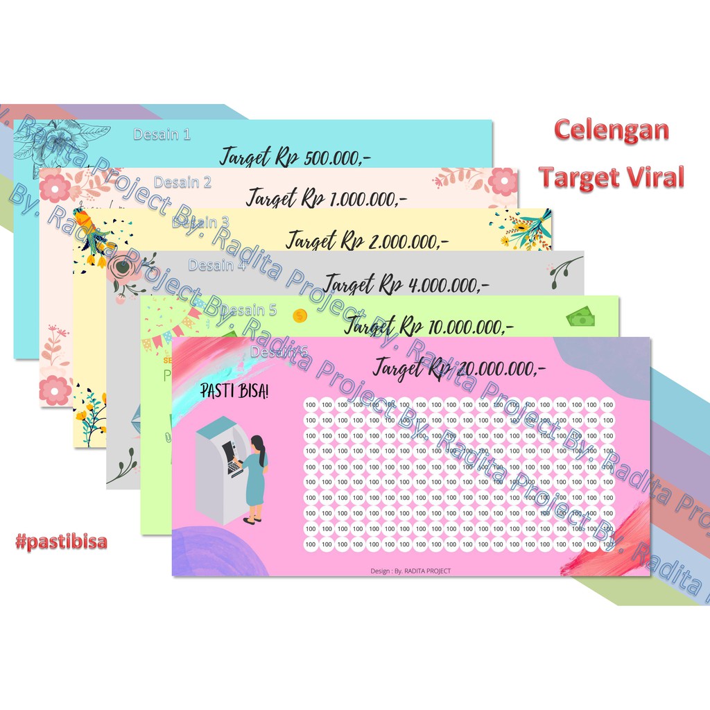 MURAH  STIKER Celengan Target Viral / Tabungan Target Tanpa PO FREE DESIGN / Custom Celengan Target