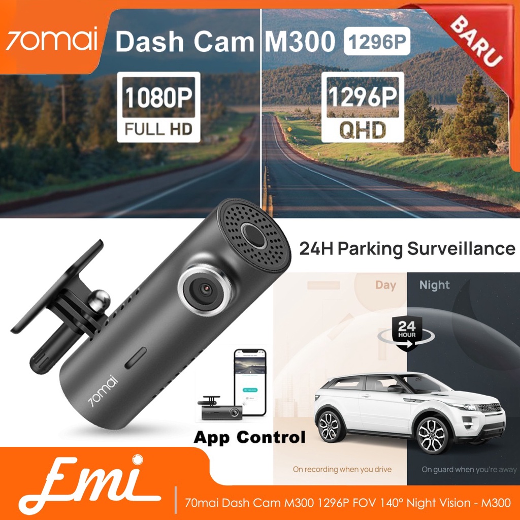 70mai Dash Cam M300 1296P FOV 140° Night Vision