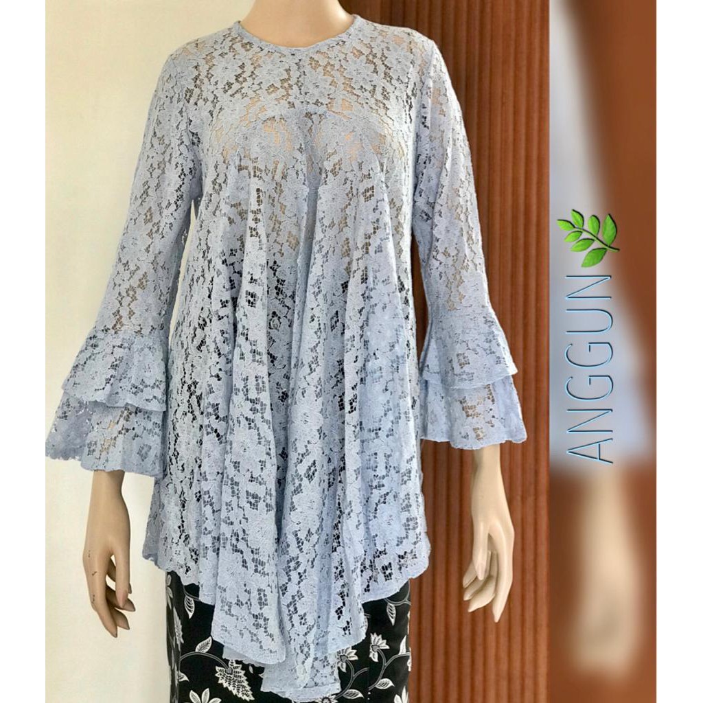 Baju Tunik Brokat Premium Import Baby Blue