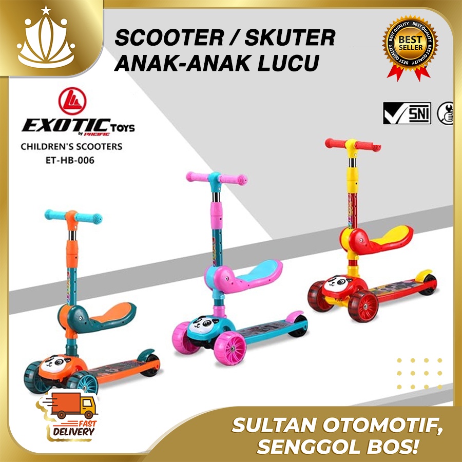 Scooter Skuter Otoped 3 Roda Musik Lagu Lampu Sekuter 3in1