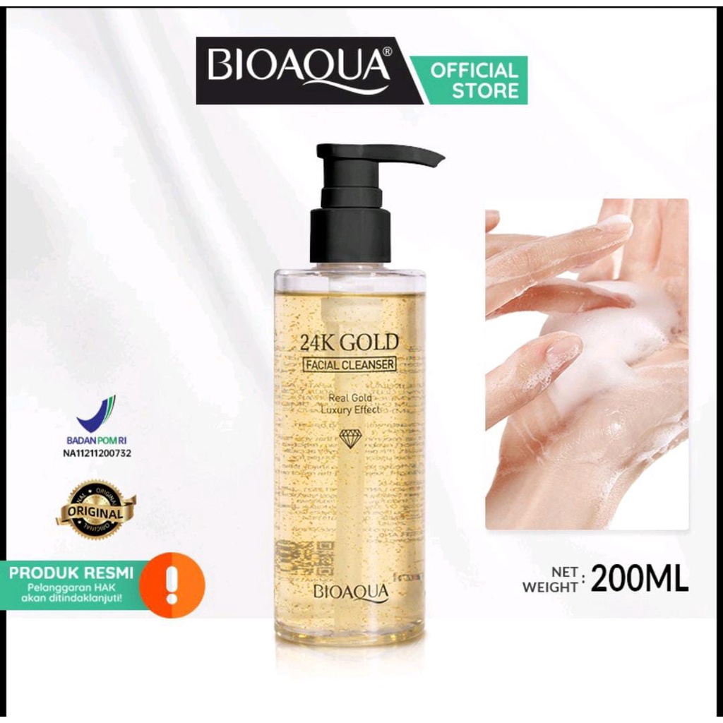 BIOAQUA face wash 24K Gold Facial Cleanser pembersih wajah 200ml