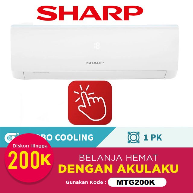 SHARP AC 1 PK AH A9VEY-LOW WATT-  PASANG + PIPA 3MTR - RESMI