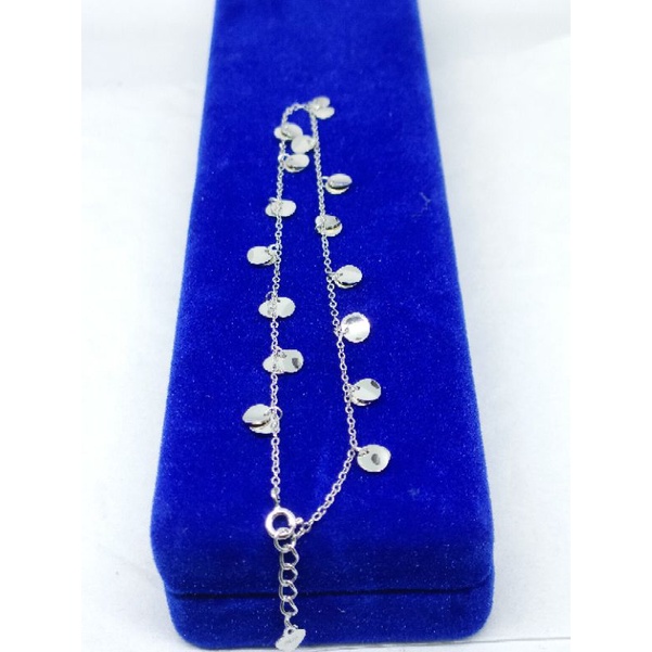 GELANG PERAK ASLI SILVER 925 LAPIS EMAS/GELANG KAKI RANTAI NORI+GANTUNGAN/ASLI SILVER/FASHION WANITA TERBARU