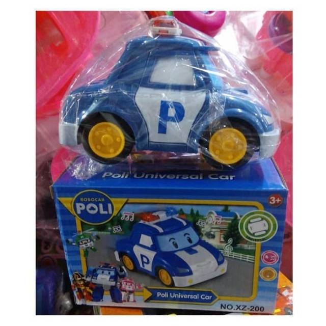 Mainan Mobil Robocar Robot Poli Baterai Bisa Nyala Lampu Bump & Go