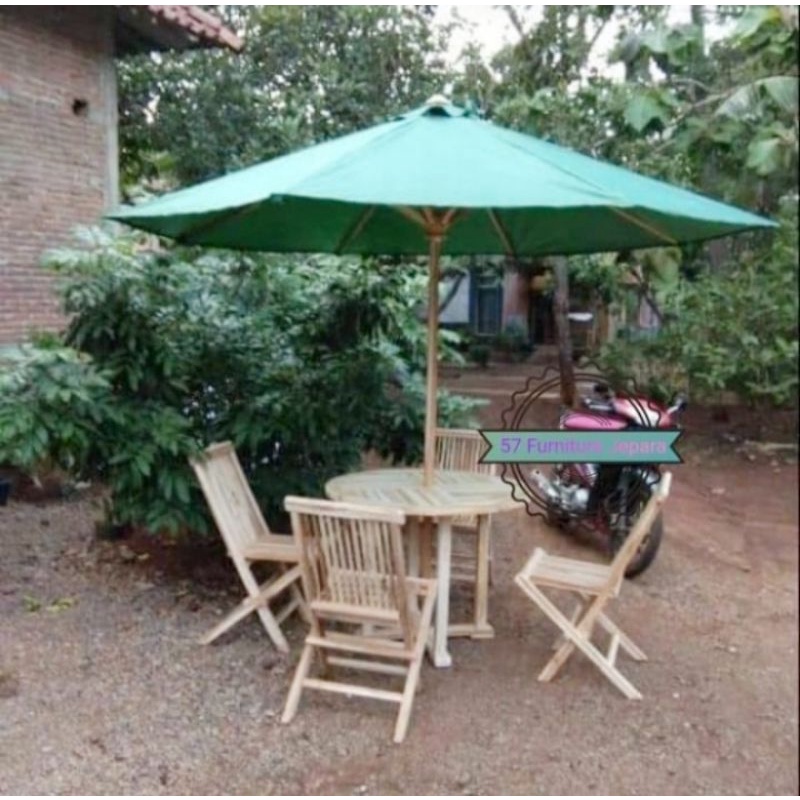 Set Meja Makan Bundar Minimalis Jati - Meja Kursi Makan Pantai Kayu Jati Mentahan