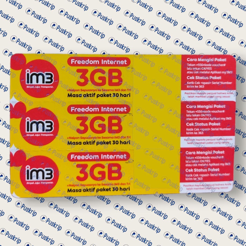 VOUCHER PAKET DATA INDOSAT FREEDOM INTERNET 3GB