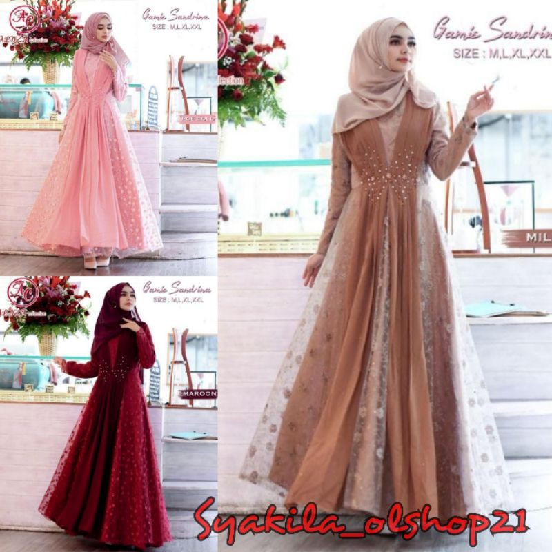 GAMIS SANDRINA KEBAYA TULLE MODERN OUTFIT PESTA / Gamis Pesta Gamis / kebaya modern / Gamis lebaran 