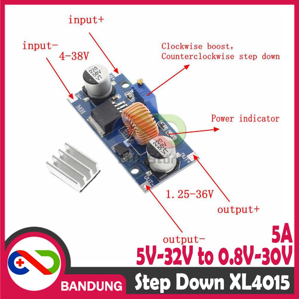 XL4015 DC TO DC STEP DOWN BUCK CONVERTER 5A 0.8V-30V TO 5V-32V REGULATOR STEPDOWN
