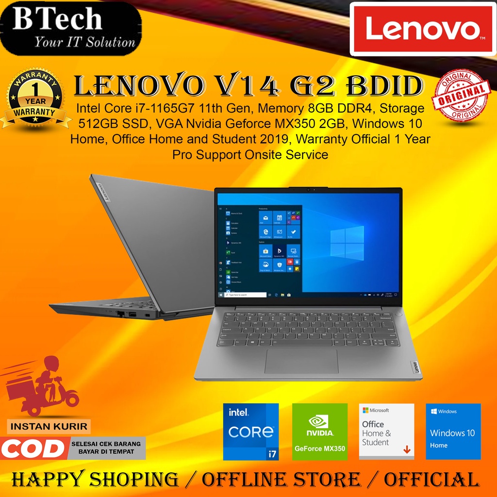 Lenovo V14 G2 ITL BDID Core i7-1165G7 8GB 512GB SSD W10H+OHS VGA 2GB